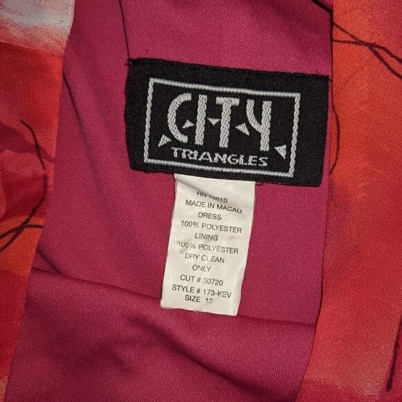 90s Y2K VINTAGE CITY TRIANGLES Women's Sleeveless Pink Floral Midi Dress Size 13 - Picture 5 of 5